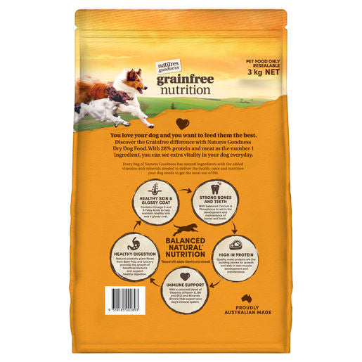 Natures Goodness Grain Free Chicken with Lamb and Garden Vegetables Adult Dry Dog Food 3kg