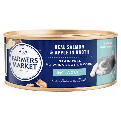 Farmers Market Grain Free Real Salmon and Apple in Broth Wet Adult Cat Food 80g