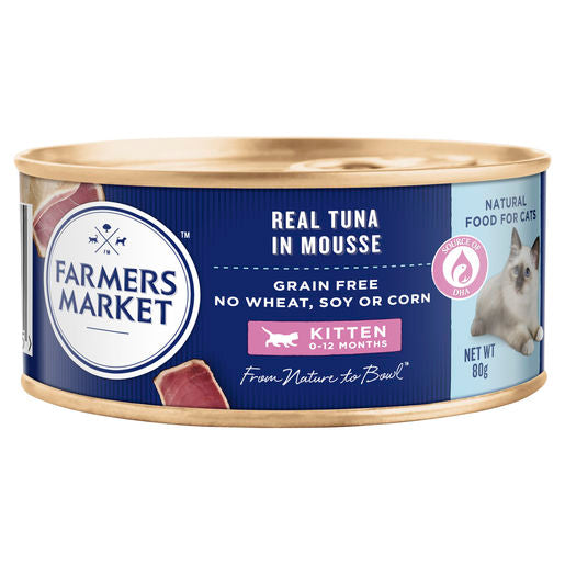 Farmers Market Cat Grain Free Wet Kitten Food Real Tuna in Mousse 80g