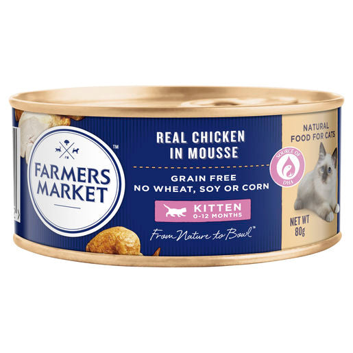 Farmers Market Cat Grain Free Wet Kitten Food Real Chicken in Mousse 80g