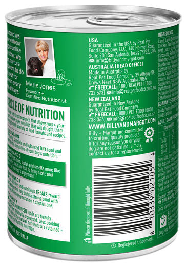 Billy + Margot Lamb Casserole with Superfoods Wet Adult Dog Food 400g
