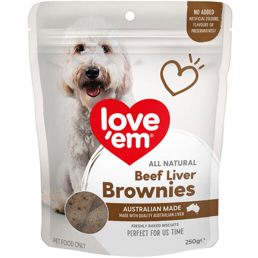 love'em Beef Liver Brownies Dog Treats 250g