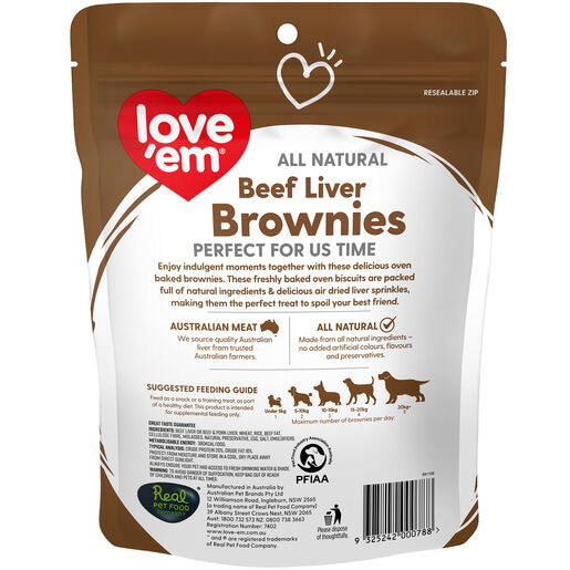 love'em Beef Liver Brownies Dog Treats 250g