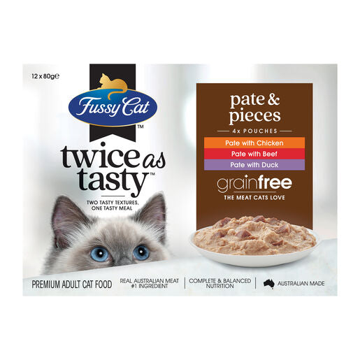 Fussy Cat Twice as Tasty Grain Free Pate & Pieces Wet Cat Food 12x80g