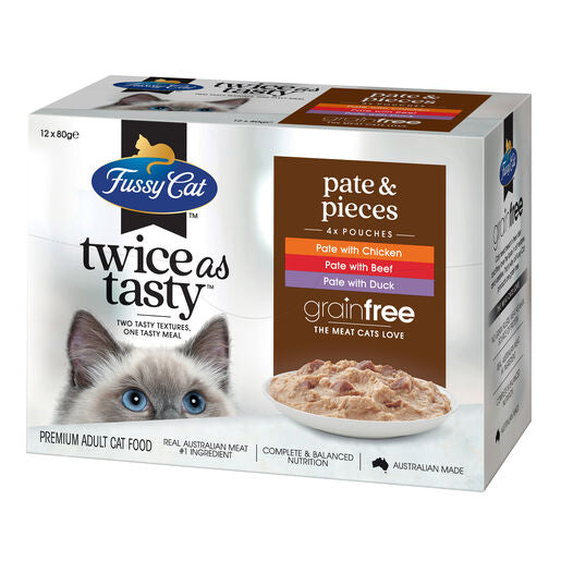 Fussy Cat Twice as Tasty Grain Free Pate & Pieces Wet Cat Food 12x80g