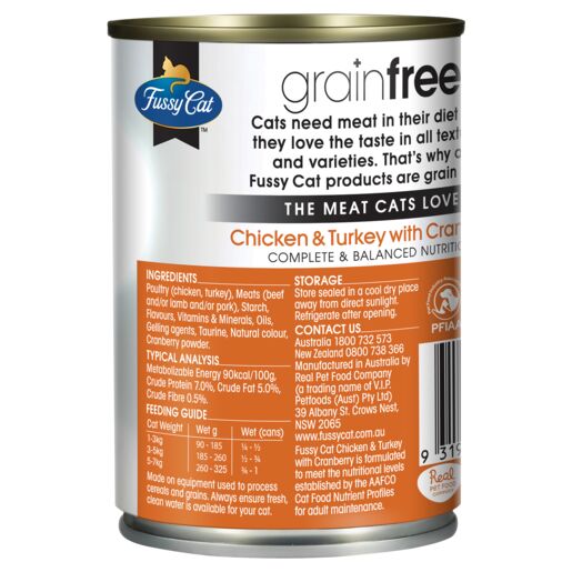 Fussy Cat Grain Free Chicken and Turkey with Cranberry Wet Cat Food 400g