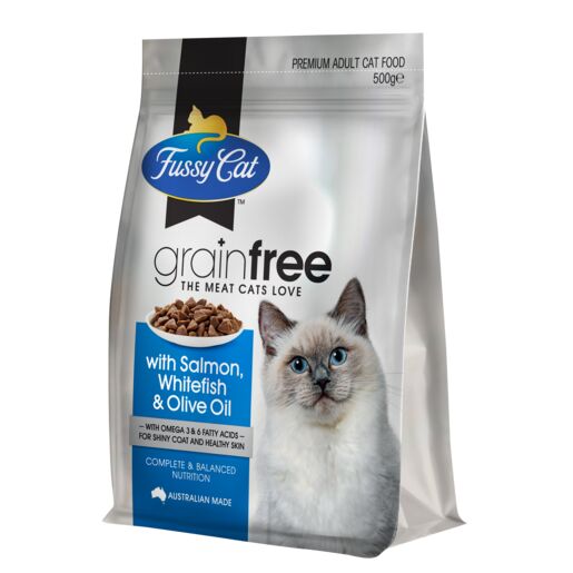 Fussy Cat Grain Free Salmon, Whitefish and Olive Oil Dry Cat Food 500g