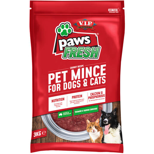 V.I.P. Petfoods Paws Fresh Minced Chilled Adult Dog and Cat Food 3kg