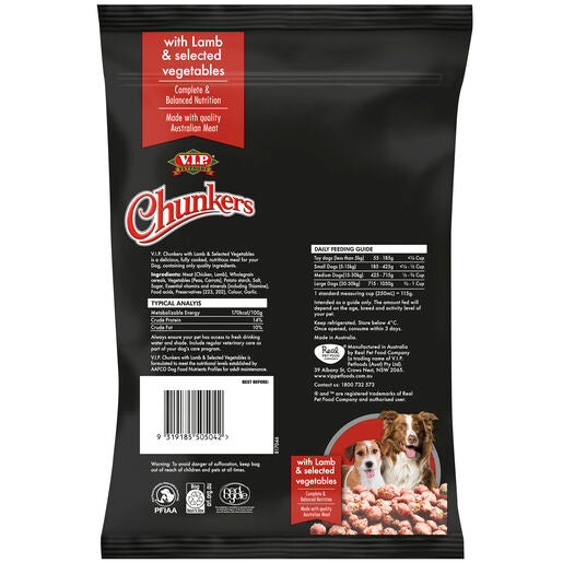 V.I.P. Petfoods Chunkers Meatballs Lamb and Selected Vegetables Chilled Adult Dog Food 1kg