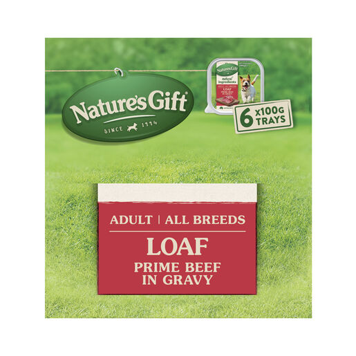 Nature's Gift Prime Beef in Gravy Loaf Adult Wet Dog Food 6 x 100g Trays