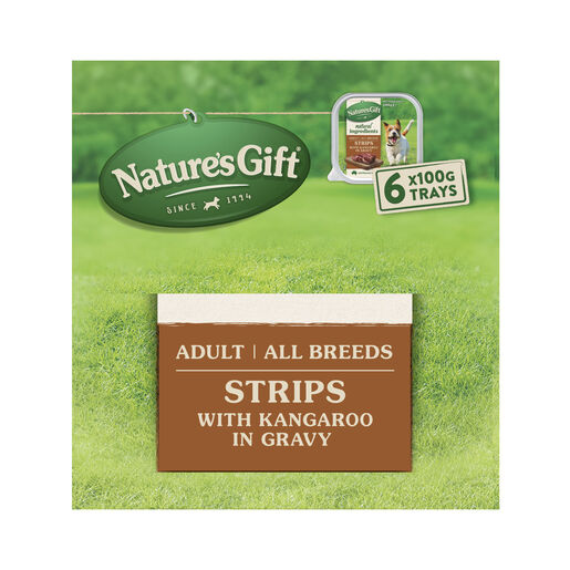 Nature's Gift Strips with Kangaroo in Gravy Adult Wet Dog Food 6 x 100g Trays