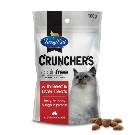 Fussy Cat Grain Free Crunchers with Beef & Liver 100g