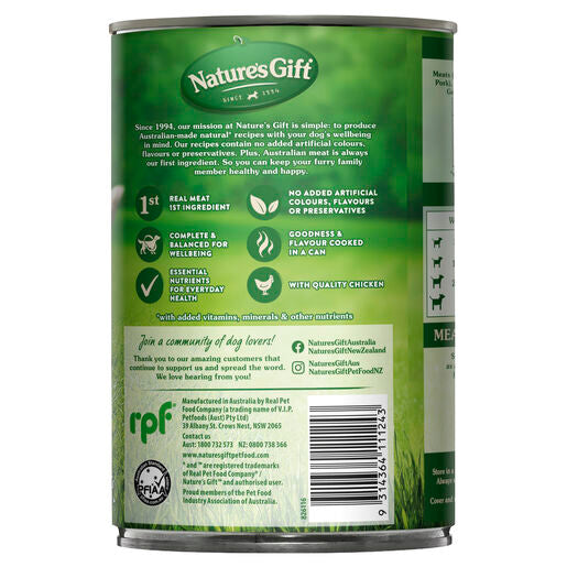 Nature's Gift Loaf Chicken, Rice & Vegetables Adult Wet Dog Food 700g