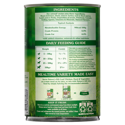 Nature's Gift Loaf Chicken, Duck & Vegetables Adult Wet Dog Food 700g