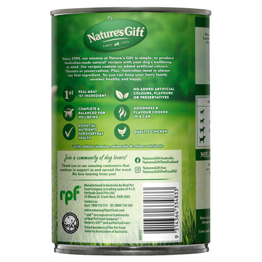 Nature's Gift Loaf Chicken, Duck & Vegetables Adult Wet Dog Food 700g