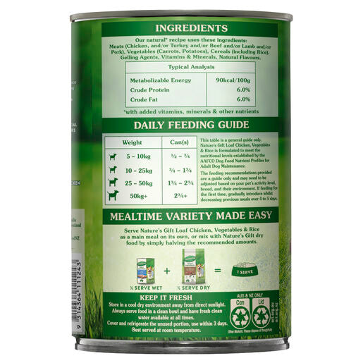 Nature's Gift Loaf Chicken, Rice & Vegetables Adult Wet Dog Food 700g