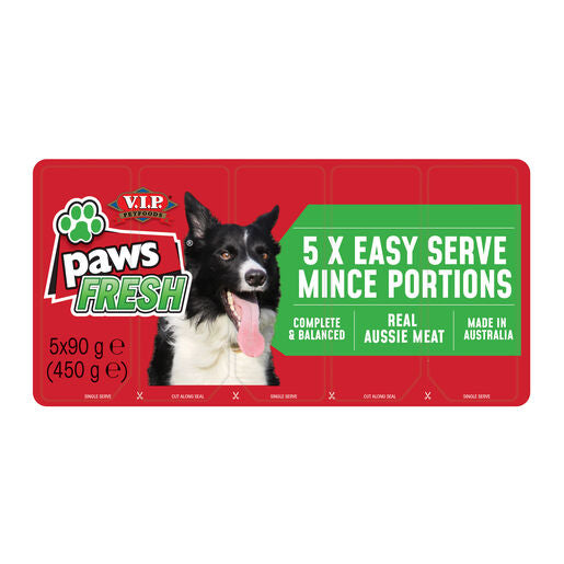 V.I.P. Petfoods Paws Fresh Small Dog - Mince Portions 5x90g – Real Pet ...