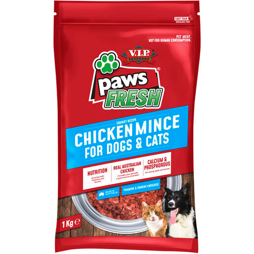 V.I.P. Paws Adult Fresh Chicken Mince for Dogs & Cats Food 1kg