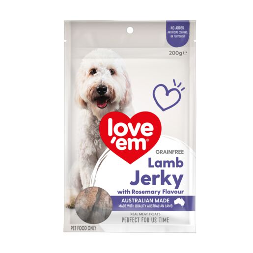 love'em Grain Free Lamb Jerky with Rosemary Flavour Dog Treats 200g