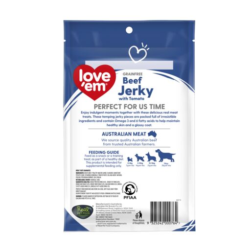 love'em Beef Jerky with Tomato Dog Treats 200g