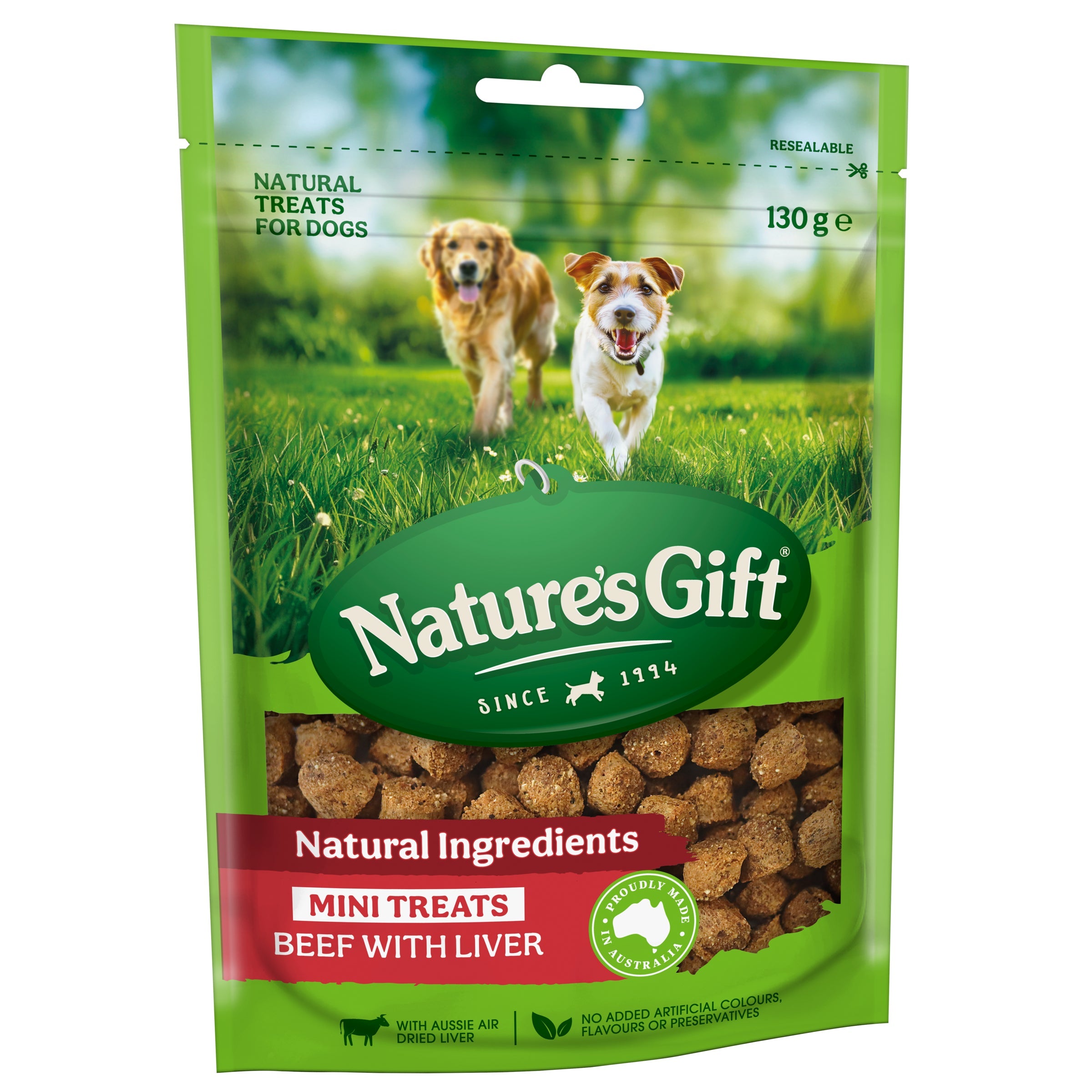 Nature's Gift Dog Treats Mini Bites Beef with Liver 130g