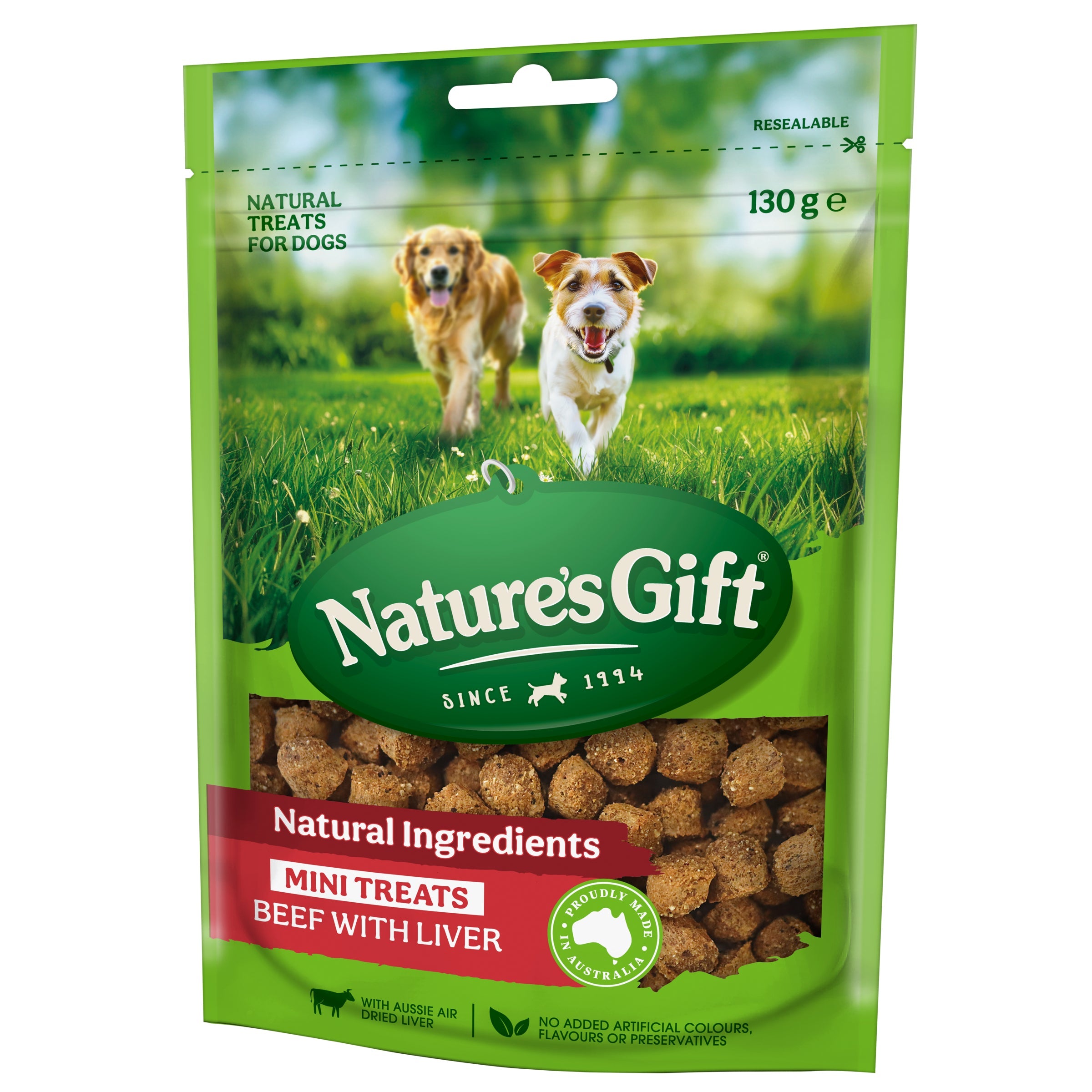 Nature's Gift Dog Treats Mini Bites Beef with Liver 130g