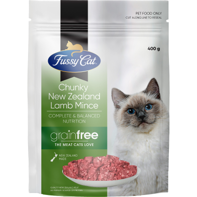 Fussy Cat Grainfree Chunky New Zealand Lamb Mince Adult Cat Food 400g