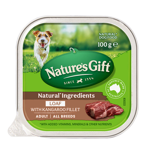 Nature's Gift Loaf Kangaroo Fillet Recipe Adult Wet Dog Food 100g