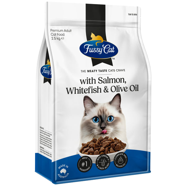 Fussy Cat Grain Free with Salmon, Whitefish & Olive Oil Dry Cat Food 2.5kg