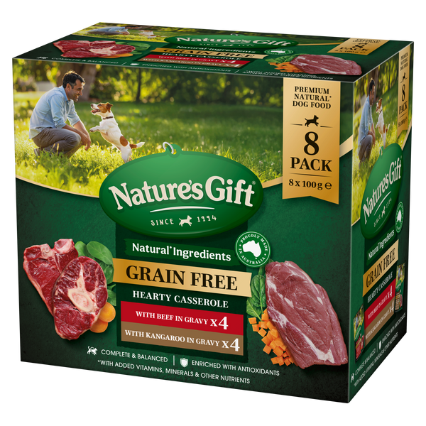 Nature's Gift Hearty Casserole in Gravy with Beef & with Kangaroo 8x100g