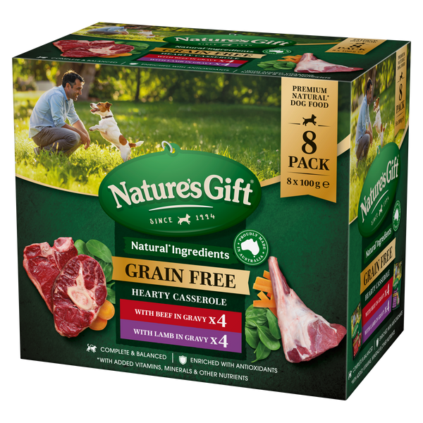 Nature's Gift Hearty Casserole in Gravy with Beef & with Lamb 8x100g