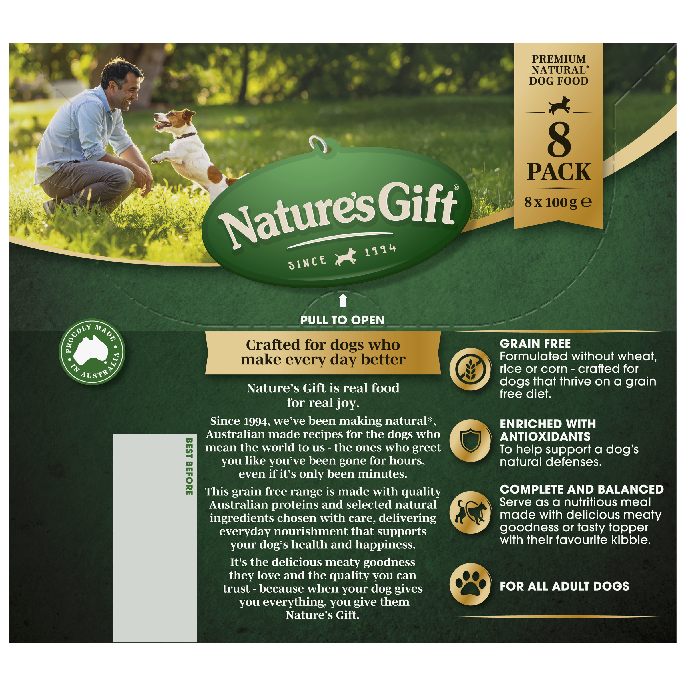 Nature's Gift Hearty Casserole in Gravy with Beef & with Lamb 8x100g