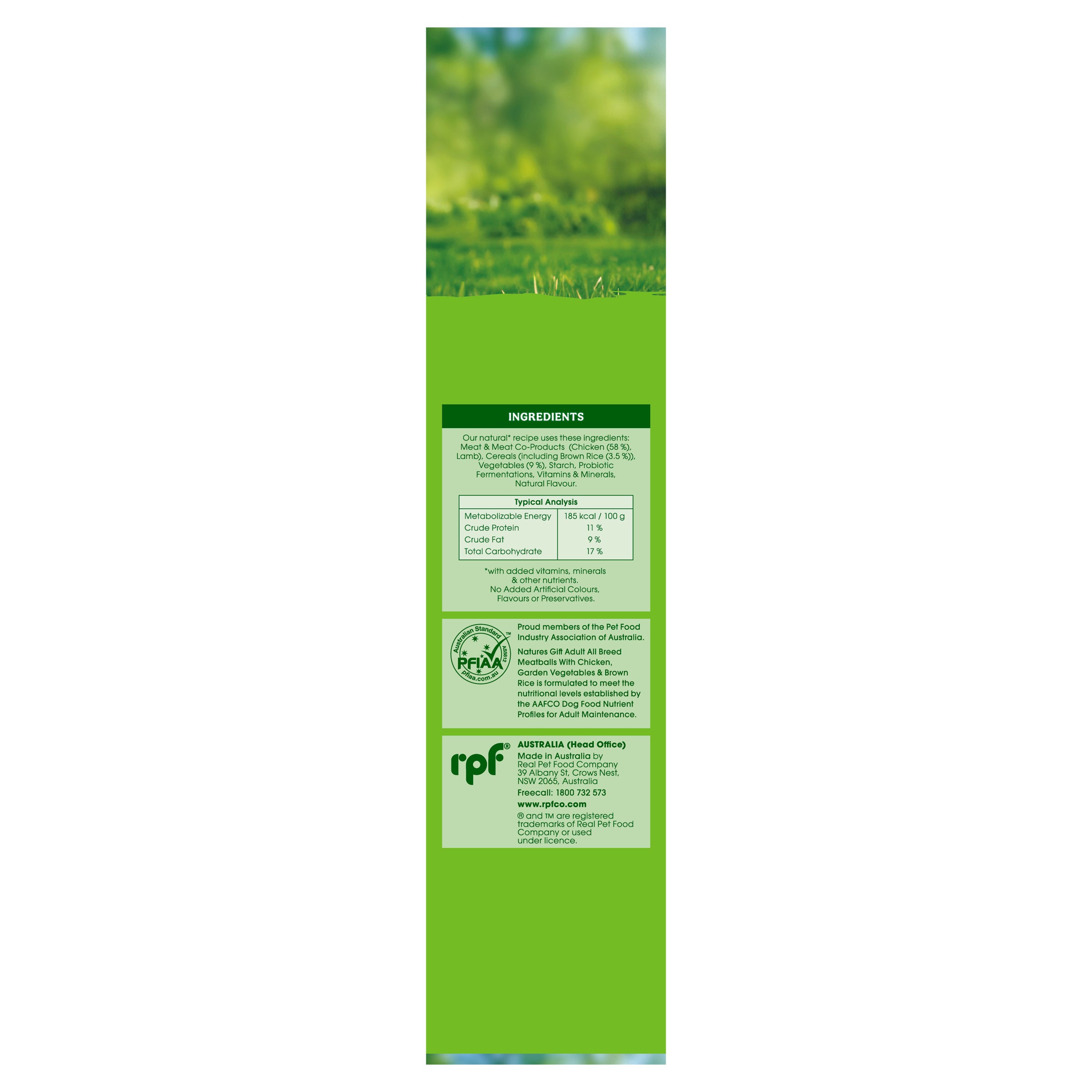 Nature's Gift Meatballs with Chicken, Brown Rice and Garden Vegetables Adult Chilled Dog Food 700g