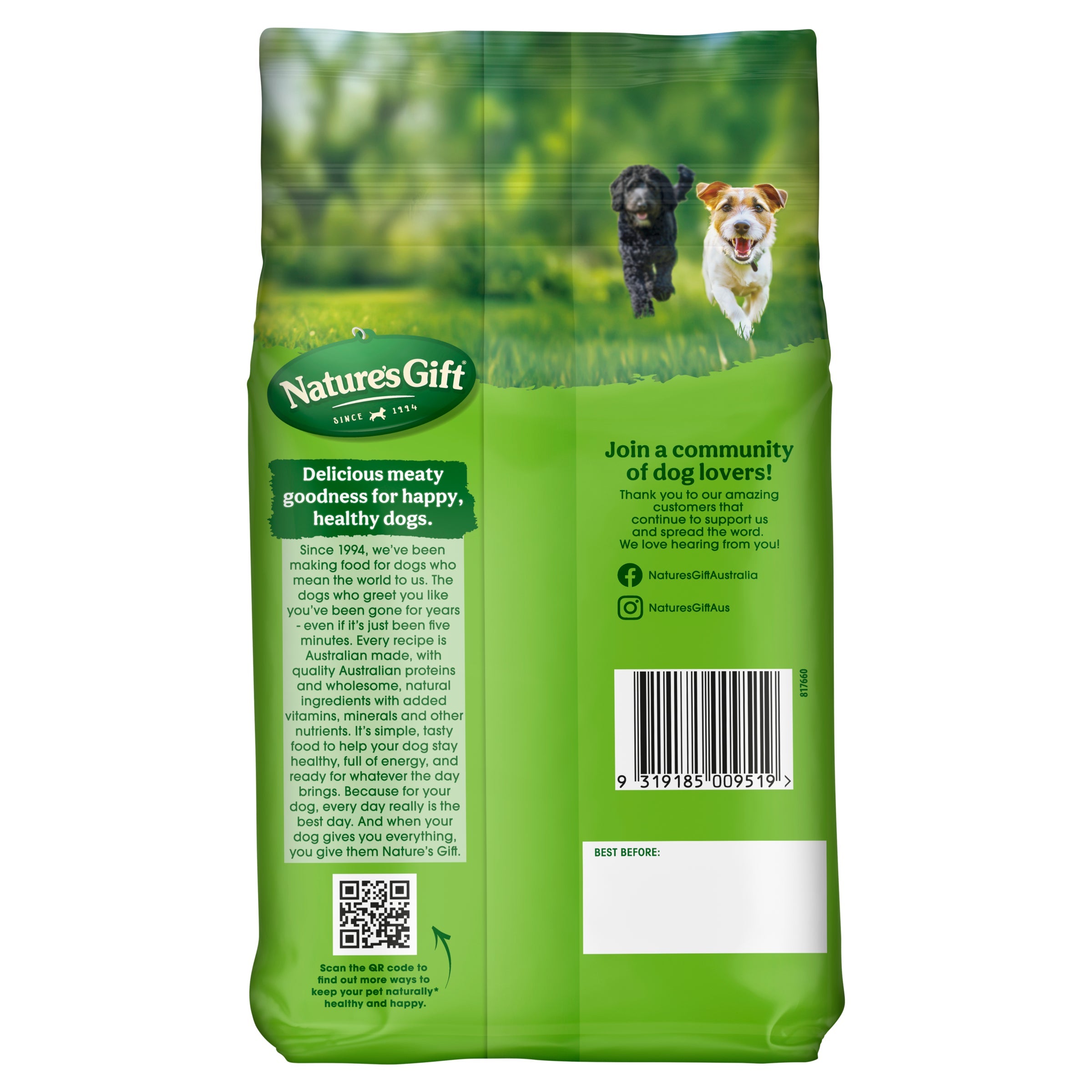 Nature's Gift Meatballs With Kangaroo, Sweet Potato & Peas Adult Chilled Dog Food 700g