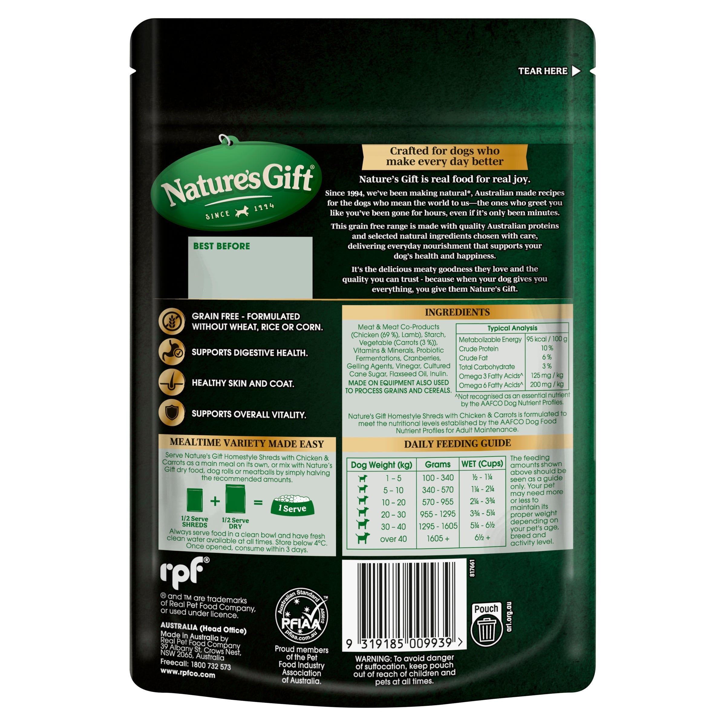 Nature's Gift Homestyle Shreds with Chicken & Carrots 250g
