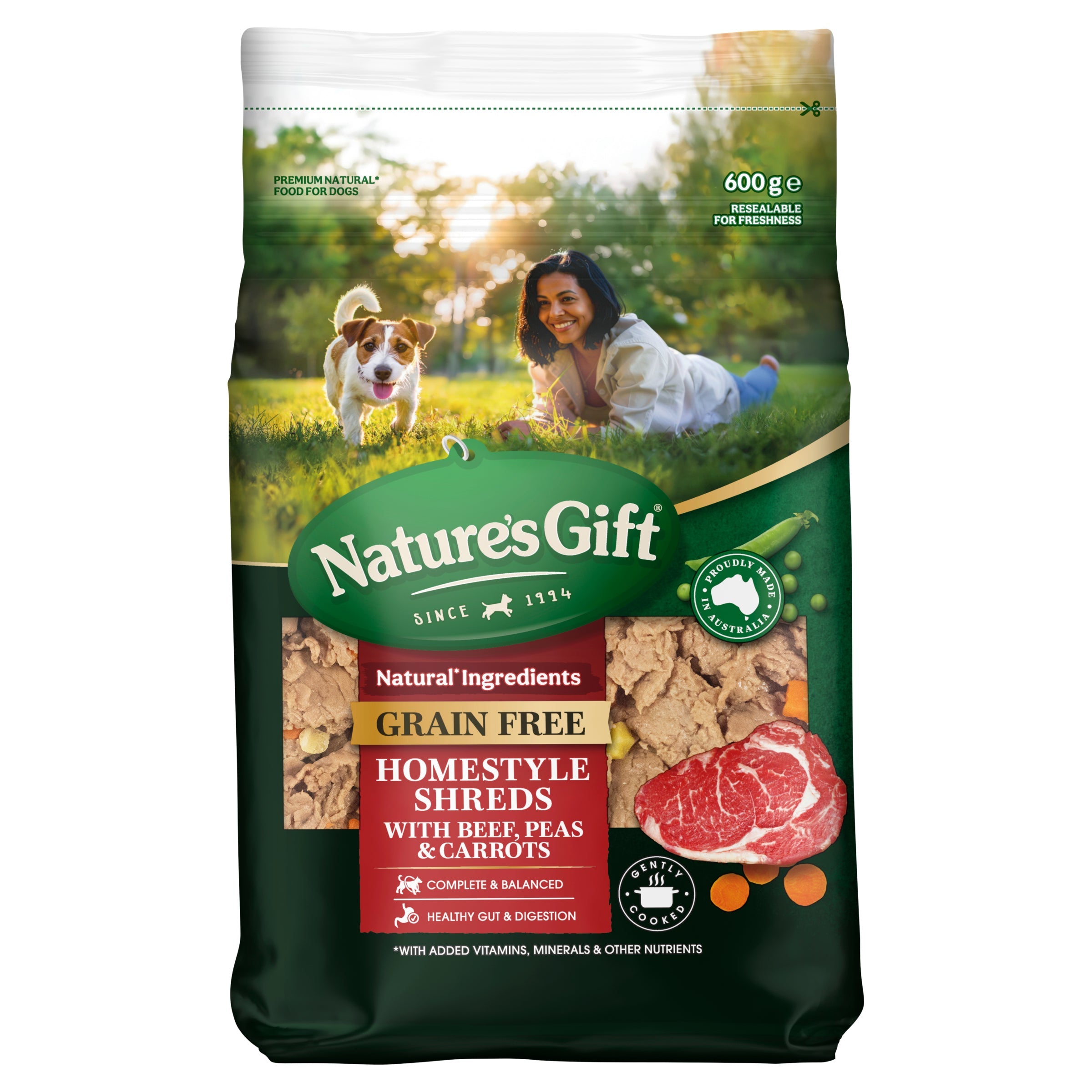 Nature's Gift Homestyle Shreds with Beef, Peas & Carrots 250g