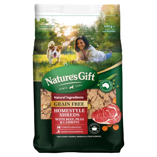Nature's Gift Homestyle Shreds with Beef, Peas & Carrots 600g