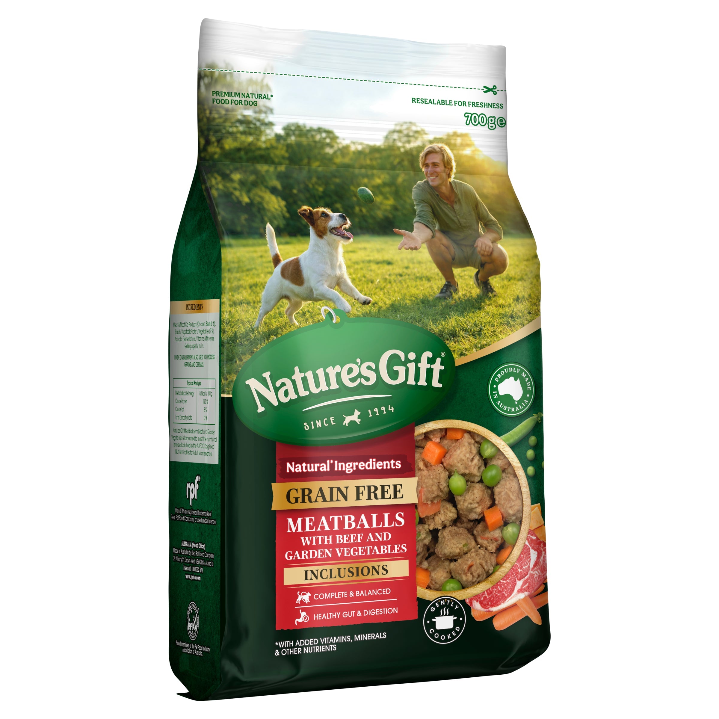 Nature's Gift Grain Free Meatballs with Beef and Garden Vegetables 700g