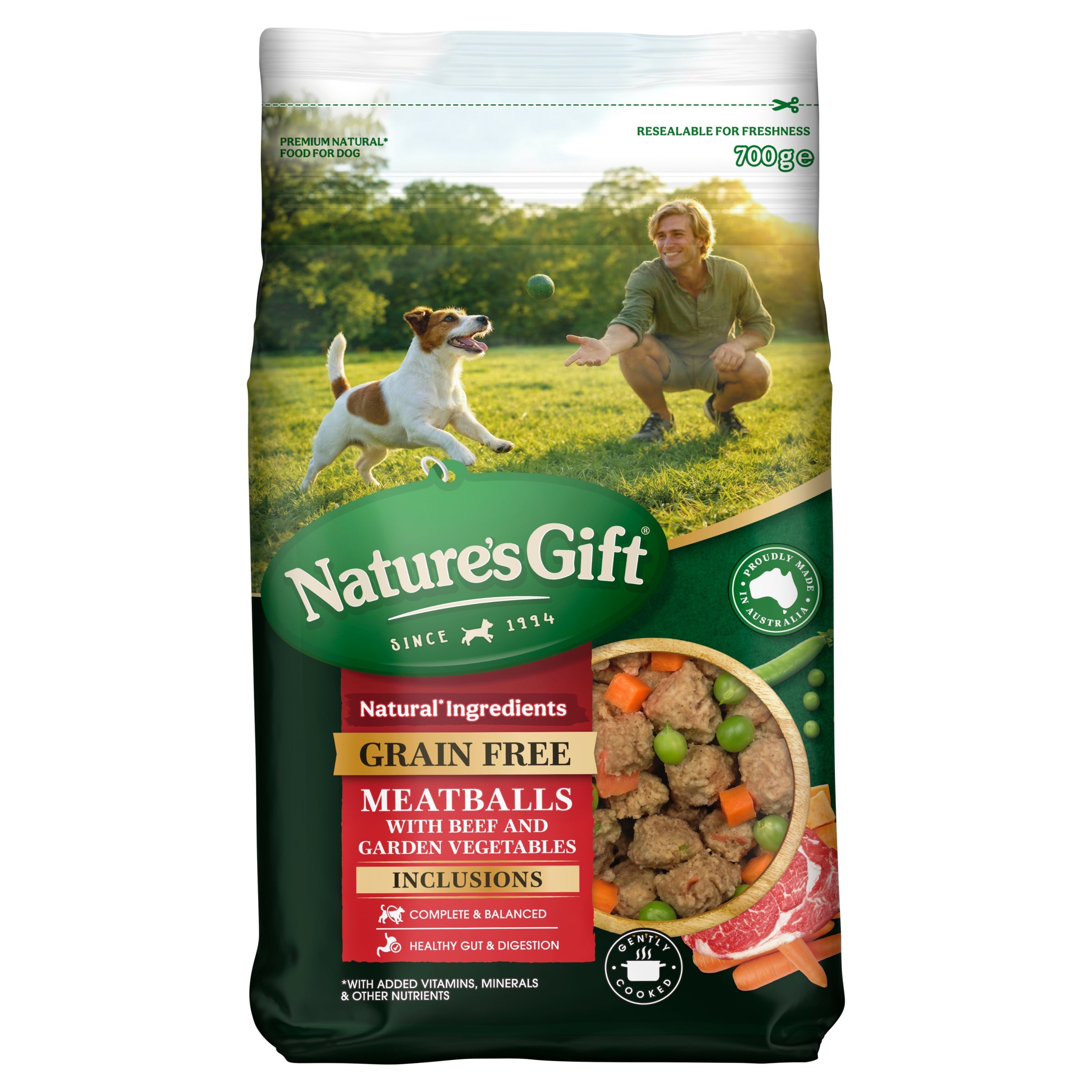 Nature's Gift Grain Free Meatballs with Beef and Garden Vegetables 700g