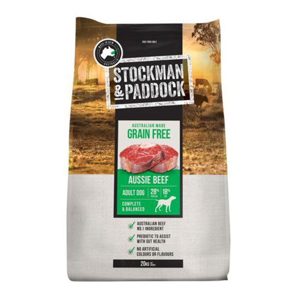 Stockman & Paddock Grain Free Aussie Beef Adult Dog Dry Dog Food 20kg